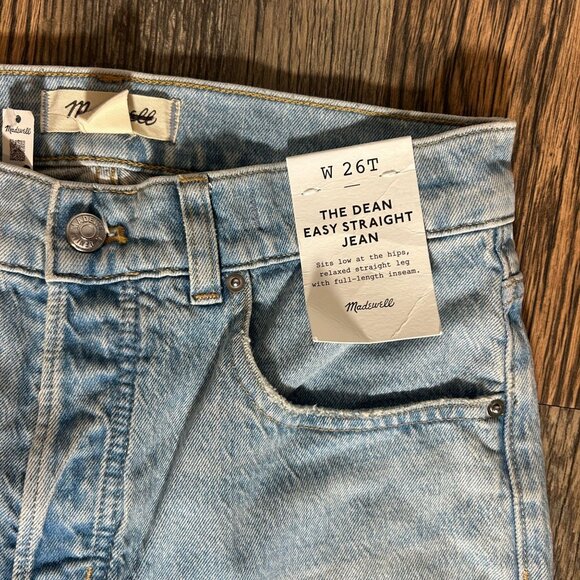 Madewell The Tall Dean Easy Straight Jean Foster Wash Women's Size 26T NWT NV726 - Picture 3 of 5